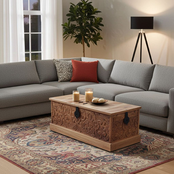 Skrzynia , stolik kawowy z drewna mango.