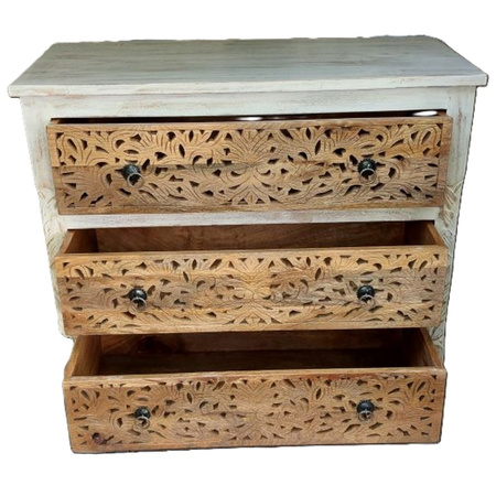 Komoda rzeźbiona z szufladami   do łazienki WCDS-3-93-MN z drewna mango