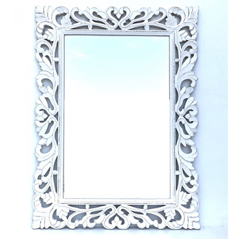 Indyjskie lustro rzeźbione bielone