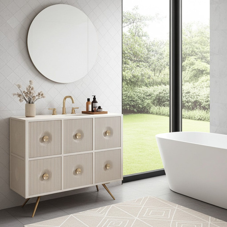 Komoda bielona z drewna mango do łazienki .7522