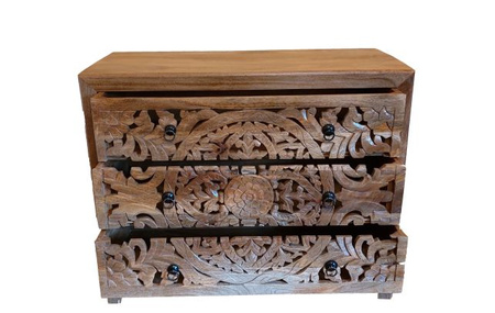 Komoda rzeźbiona z szufladami  do łazienki WCDS-3-100-MN z drewna mango