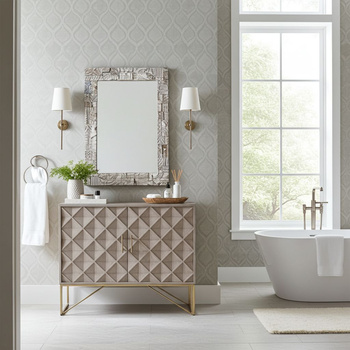 Komoda bielona z drewna mango  do Łazienki