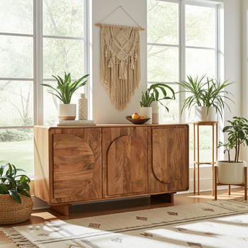 Bieliźniarka ED-01-MWL z litego drewna mango w kolorze orzech włoski