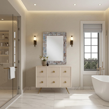 Komoda bielona z drewna mango do łazienki .7522