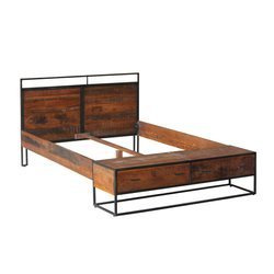 Drewniane łóżko z szufladami w stylu loft 160x200 MC-09-AWL