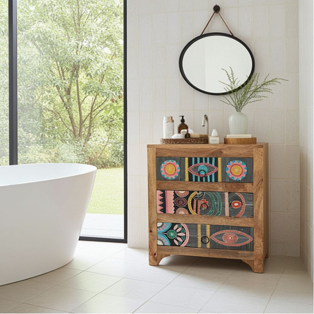 Komoda z trzema szufladami w kolorowe wzory