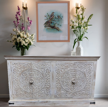 Komoda z drewna mango bielona WCDS-4-140-MN