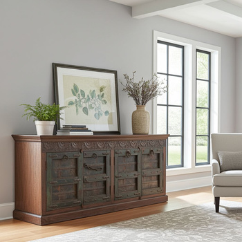 komoda indyjska z drewna mango. Mebel orientalny z oryginalnymi, starymi elementami