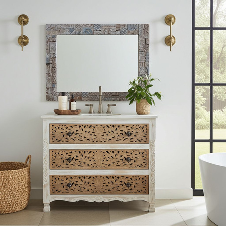 Komoda z drewna mango z szufladami do łazienki WCDS-3-93-MN