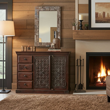 Komoda rzeźbiona  WCDS-3-127-MN z drewna mango