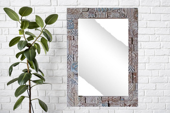 Lustro  w ramie z drewna mango bielonego