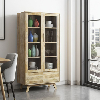 Skandynawska Witryna z naturalnego drewna Mango ST-16-MN