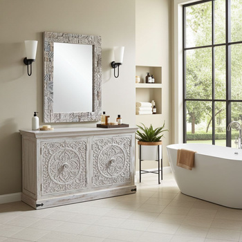 Komoda z drewna mango bielona WCDS-4-140-MN 