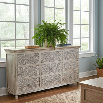 Komoda z drewna mango bielona WCDS-4-140-MN 