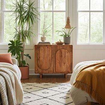 Komoda ED-02-CR z litego drewna mango w kolorze orzech włoski